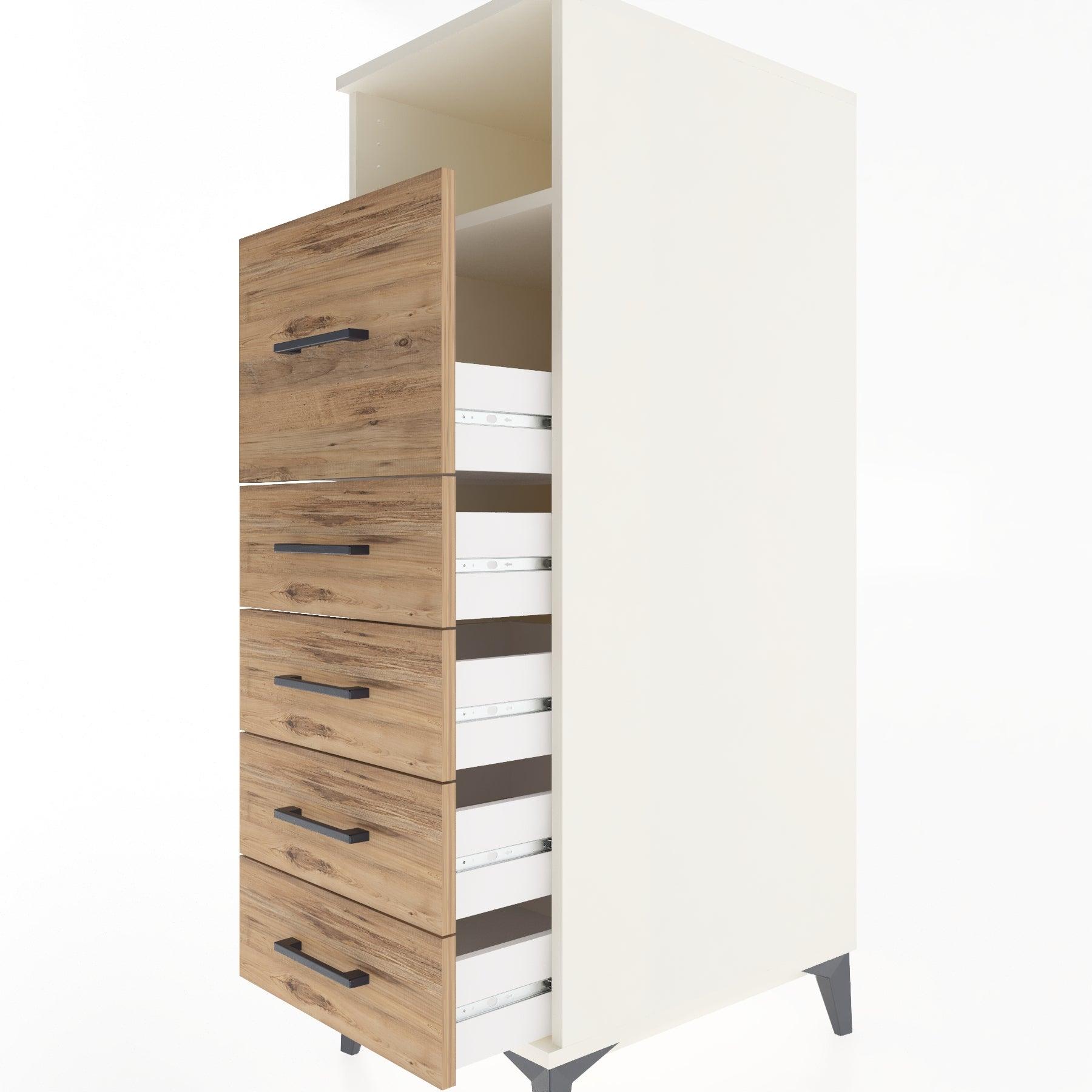 Woodntry Modular Cabinet Moonstone 44x30x122 cm with Drawers and Shelves CR20-1