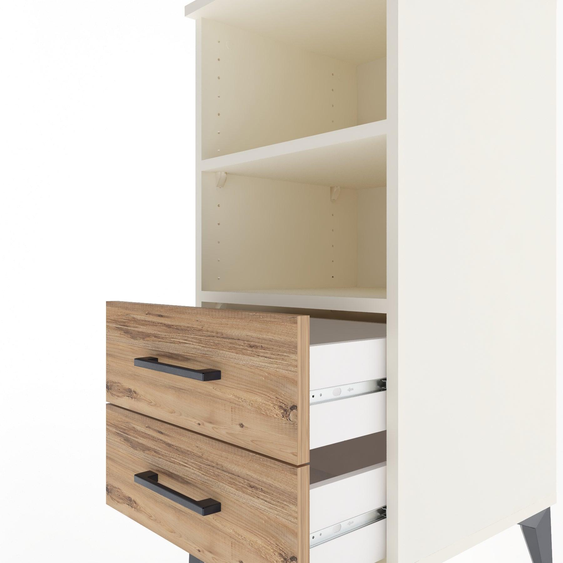 Woodntry Modular Nightstand Moonstone 44x44x84 cm with Drawer and Shelf CR20-1