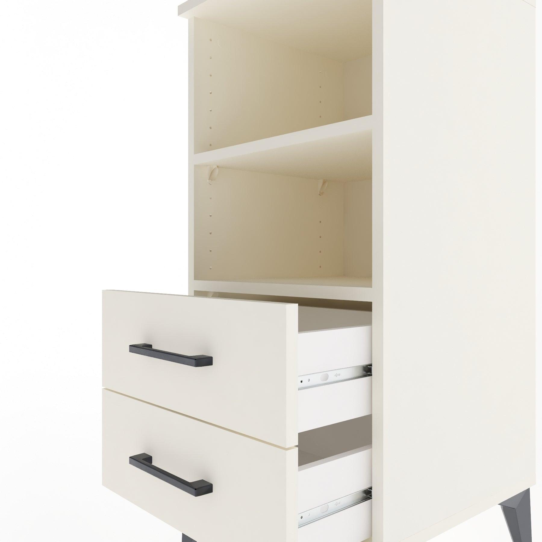 Woodntry Modular Nightstand Moonstone 44x44x84 cm with Drawer and Shelf CR20-1
