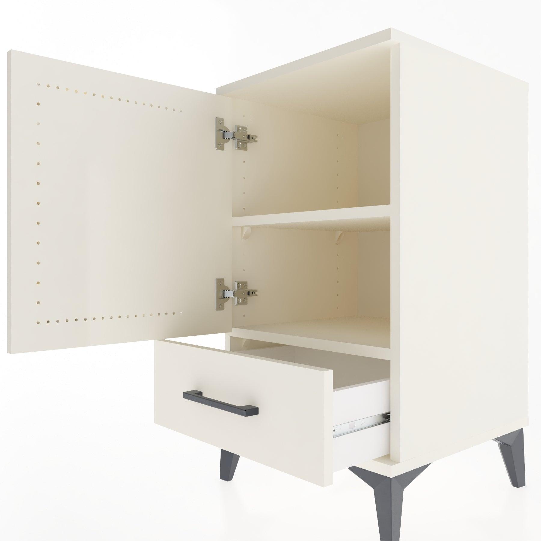 Woodntry Modular Nightstand Moonstone 44x44x68 cm with Cover and Drawer KC20-1