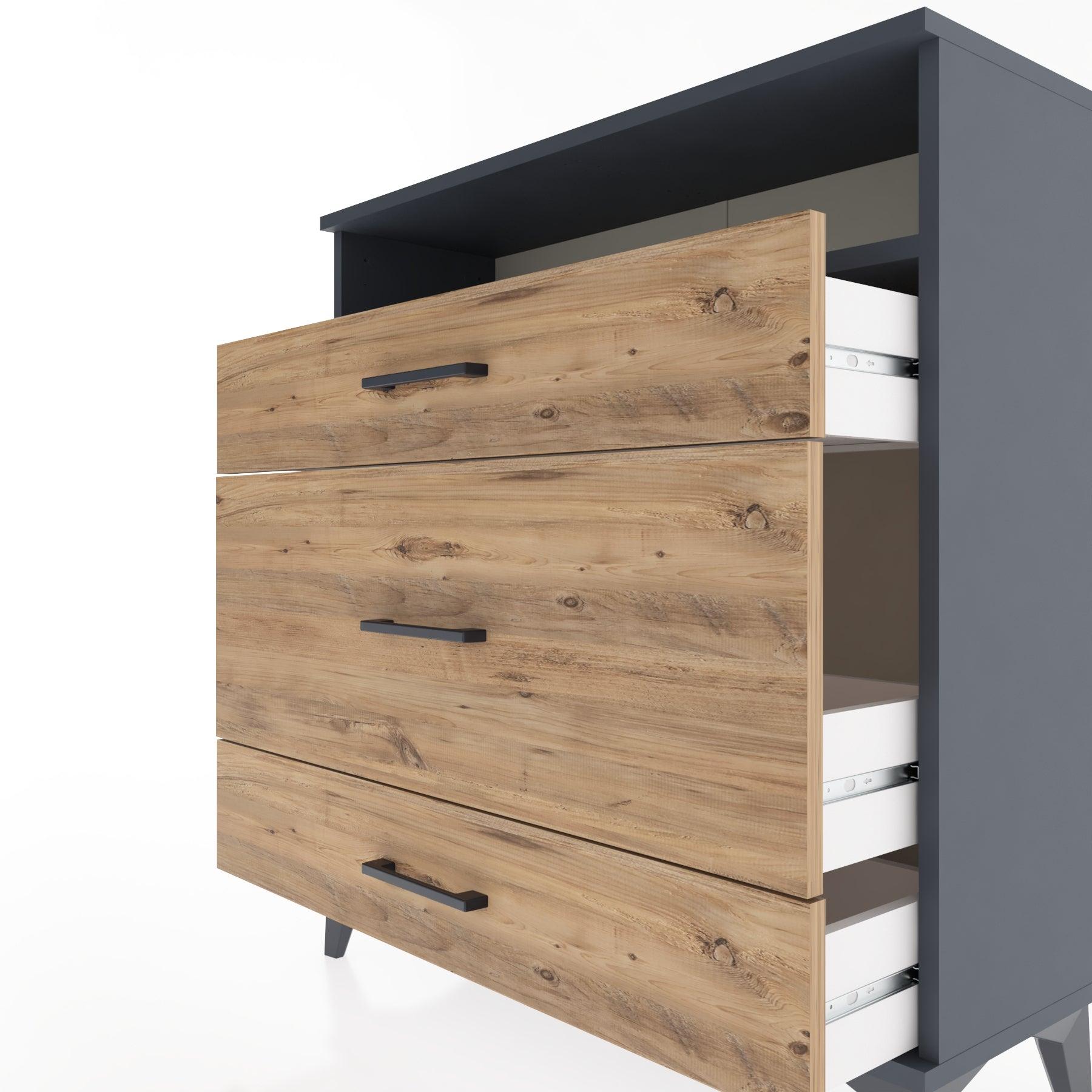 Woodntry Modular Dresser Anthracite 88x30x84 cm with Drawers and Shelves CR20-2