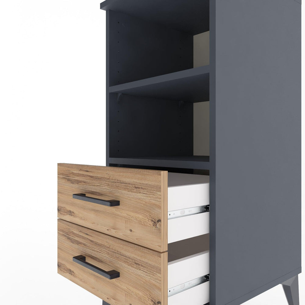 Woodntry Modular Nightstand Anthracite 44x44x84 cm with Drawers and Shelves CR20-2