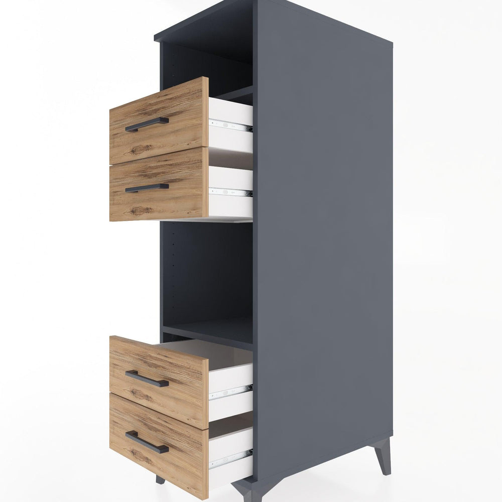 Woodntry Modular Cabinet Anthracite 44x30x122 cm with Drawers and Shelves CR120-2