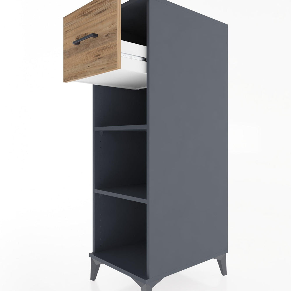 Woodntry Modular Cabinet Anthracite 44x30x122 cm with Drawers and Shelves CR70-2