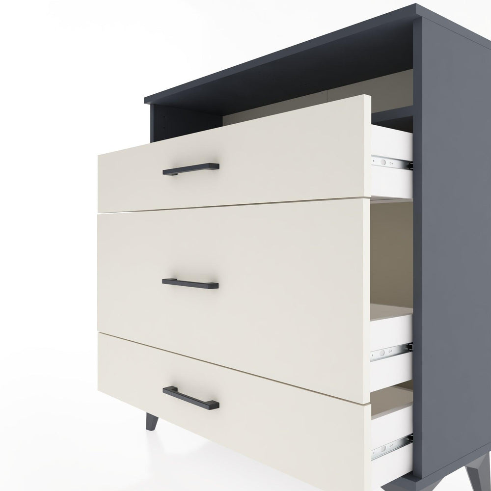 Woodntry Modüler Şifonyer Antrasit 88x30x84 cm Çekmeceli ve Raflı CR20-2