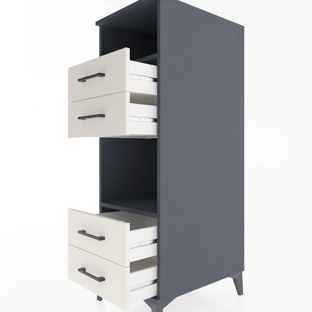 Woodntry Modular Cabinet Anthracite 44x30x122 cm with Drawers and Shelves CR120-2