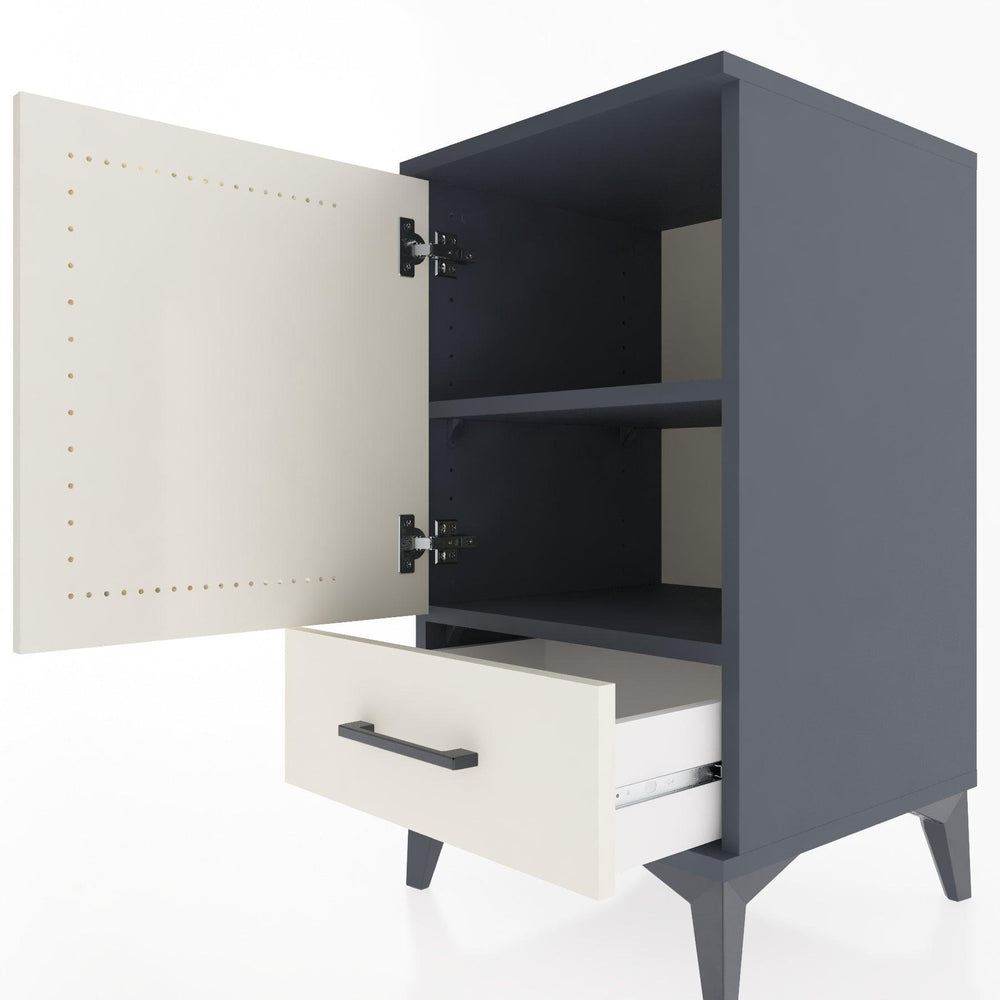 Woodntry Modüler Komodin Antrasit 44x44x68 cm Kapaklı ve Çekmeceli KC20-2