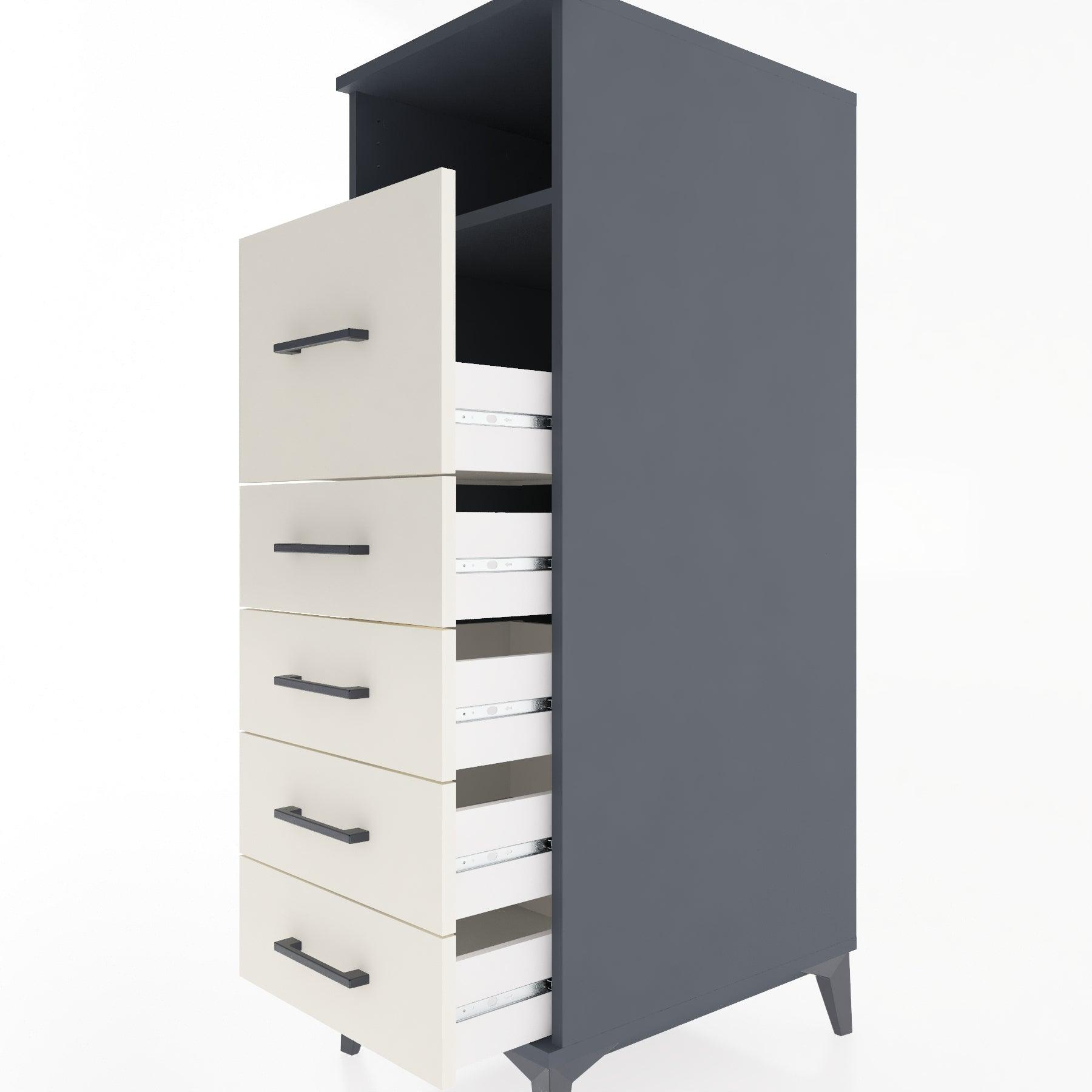 Woodntry Modular Cabinet Anthracite 44x30x122 cm with Drawers and Shelves CR20-2