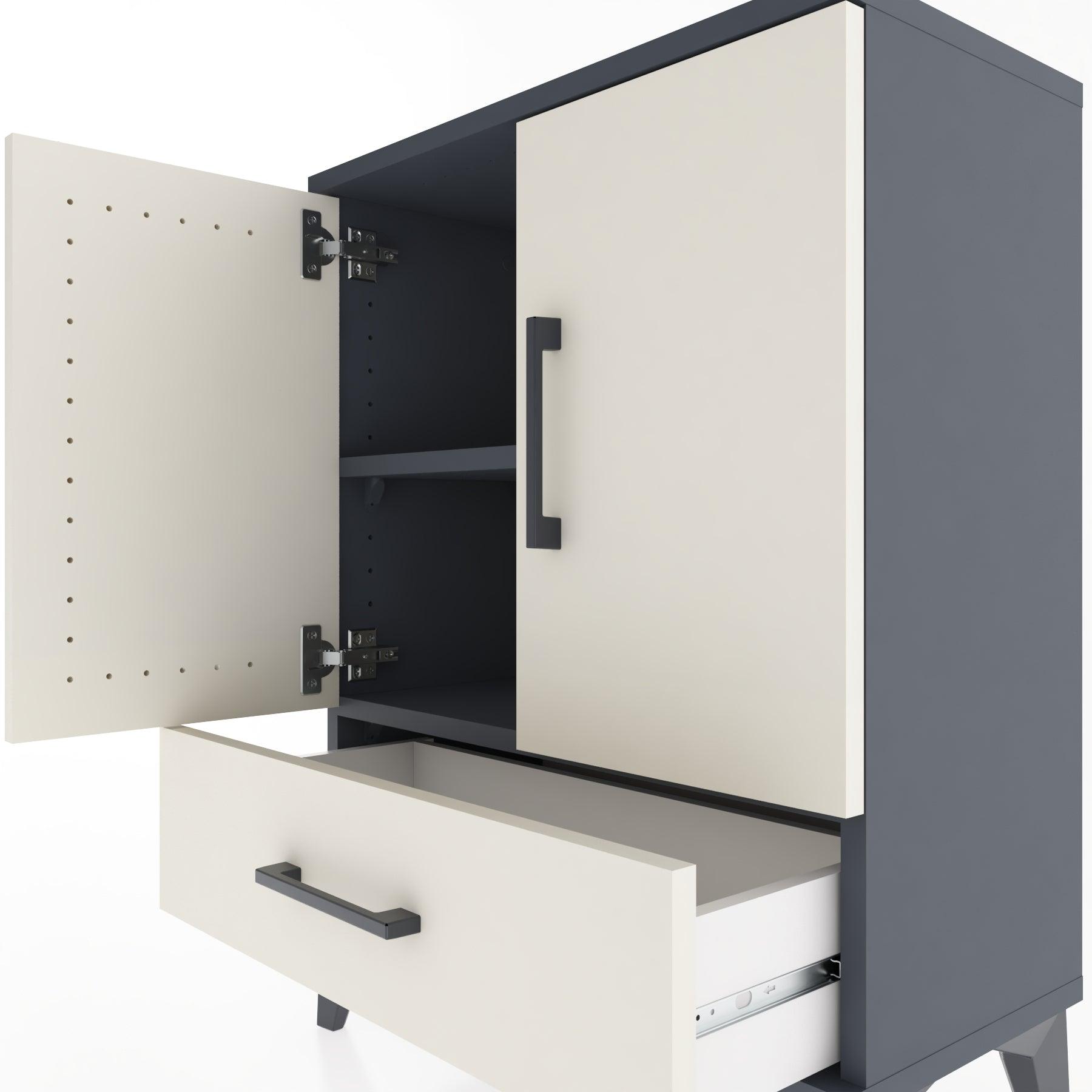 Woodntry Modular Nightstand Anthracite 60x30x68 cm with Cover and Drawer KC20-2