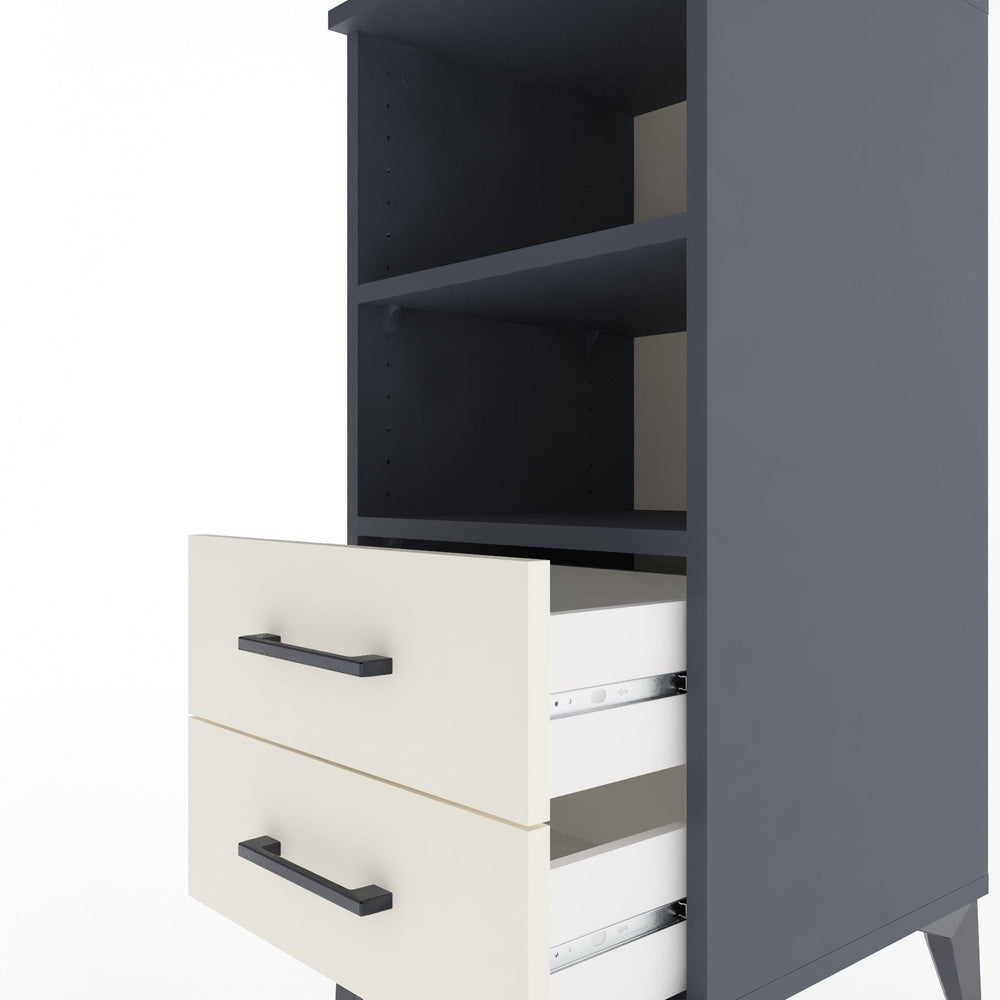 Woodntry Modular Nightstand Anthracite 44x44x84 cm with Drawers and Shelves CR20-2