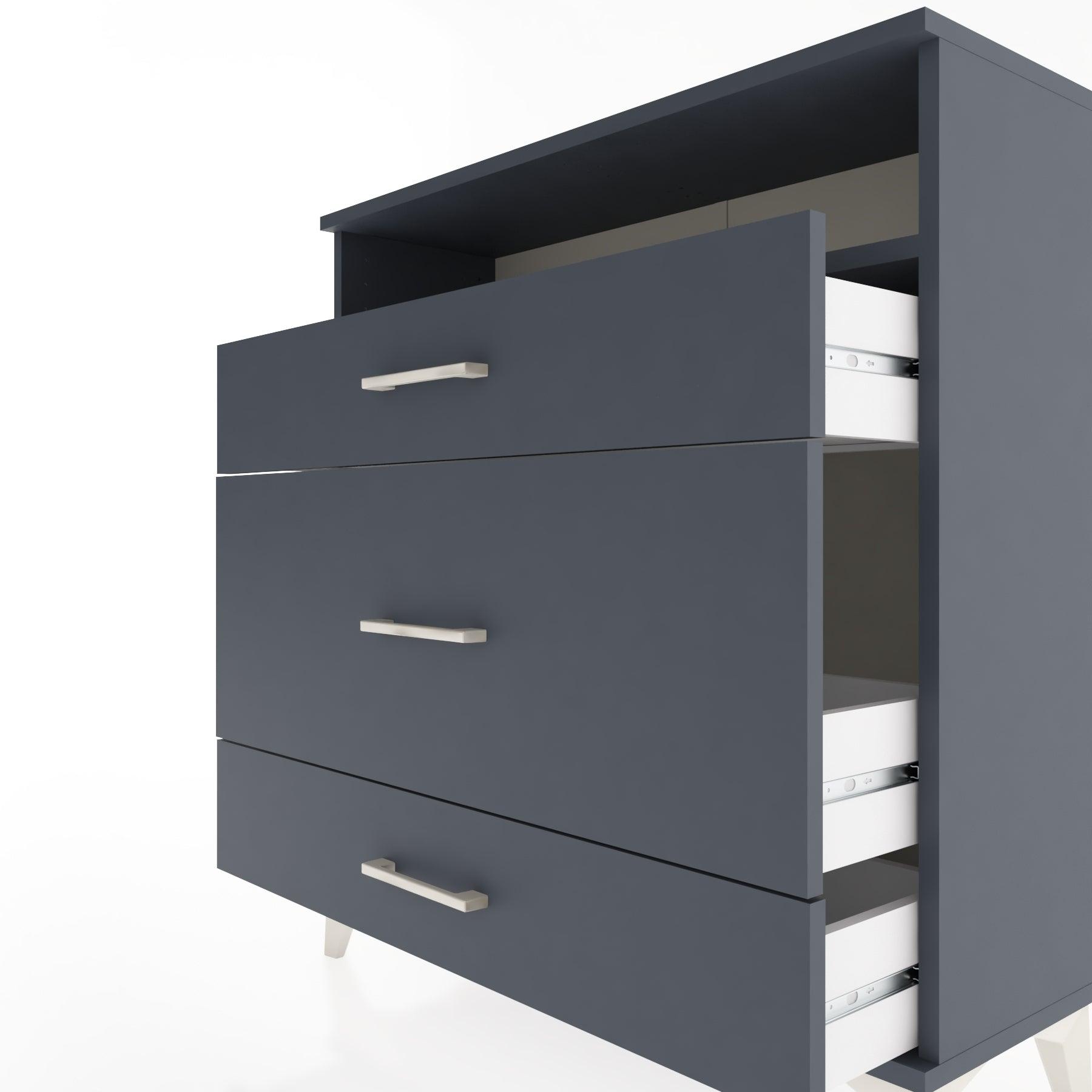 Woodntry Modular Dresser Anthracite 88x30x84 cm with Drawers and Shelves CR20-2