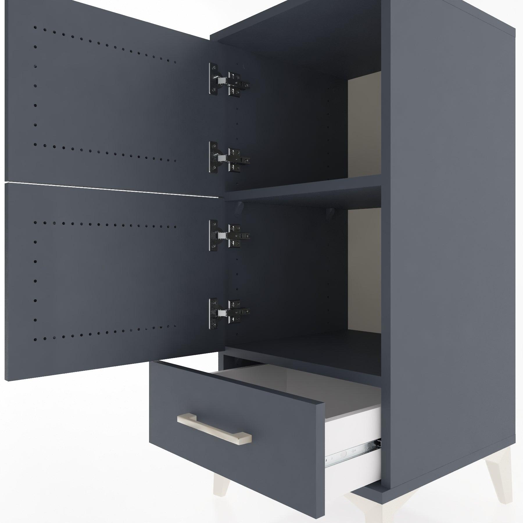 Woodntry Modular Nightstand Anthracite 44x44x84 cm with Cover and Drawer KC42-2