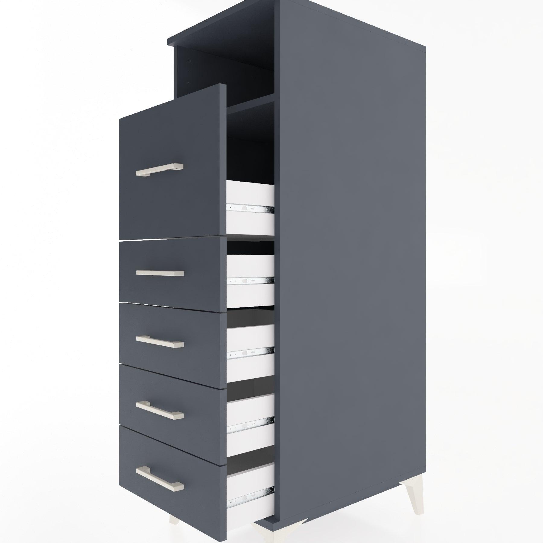 Woodntry Modular Cabinet Anthracite 44x30x122 cm with Drawers and Shelves CR20-2