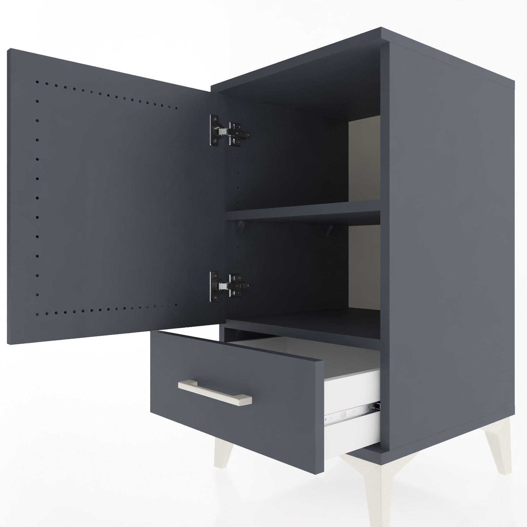 Woodntry Modular Nightstand Anthracite 44x44x68 cm with Cover and Drawer KC20-2