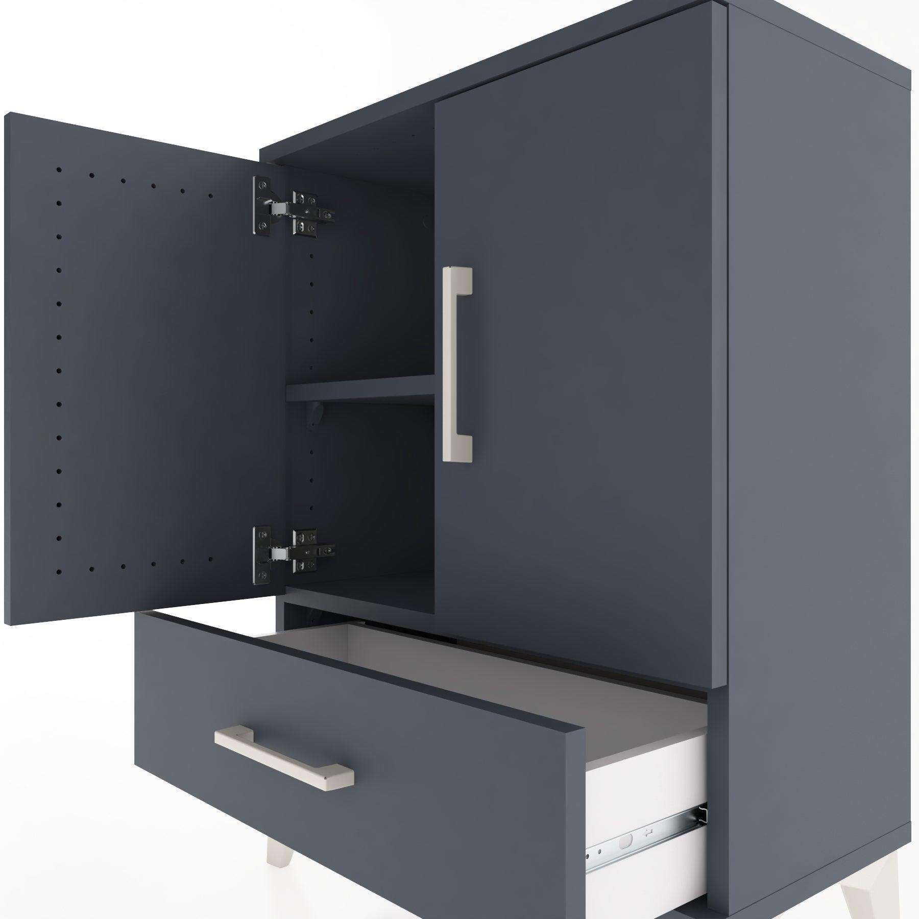 Woodntry Modular Nightstand Anthracite 60x30x68 cm with Cover and Drawer KC20-2