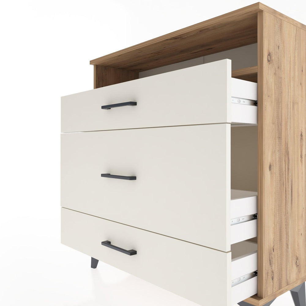 Woodntry Modüler Şifonyer Çam 88x30x84 cm Çekmeceli ve Raflı CR20-3