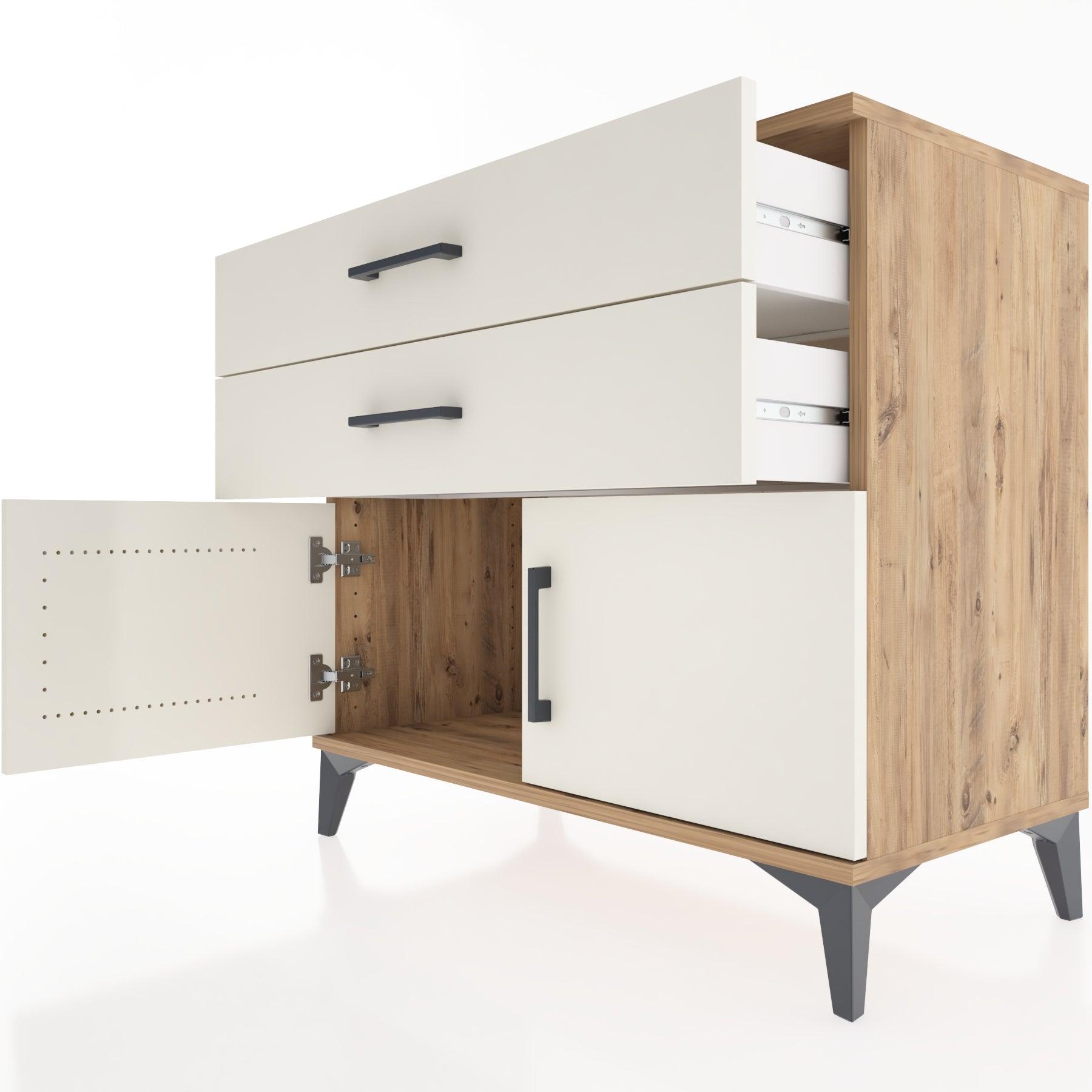 Woodntry Modüler Şifonyer Çam 88x44x68 cm Kapaklı ve Çekmeceli KC20-3