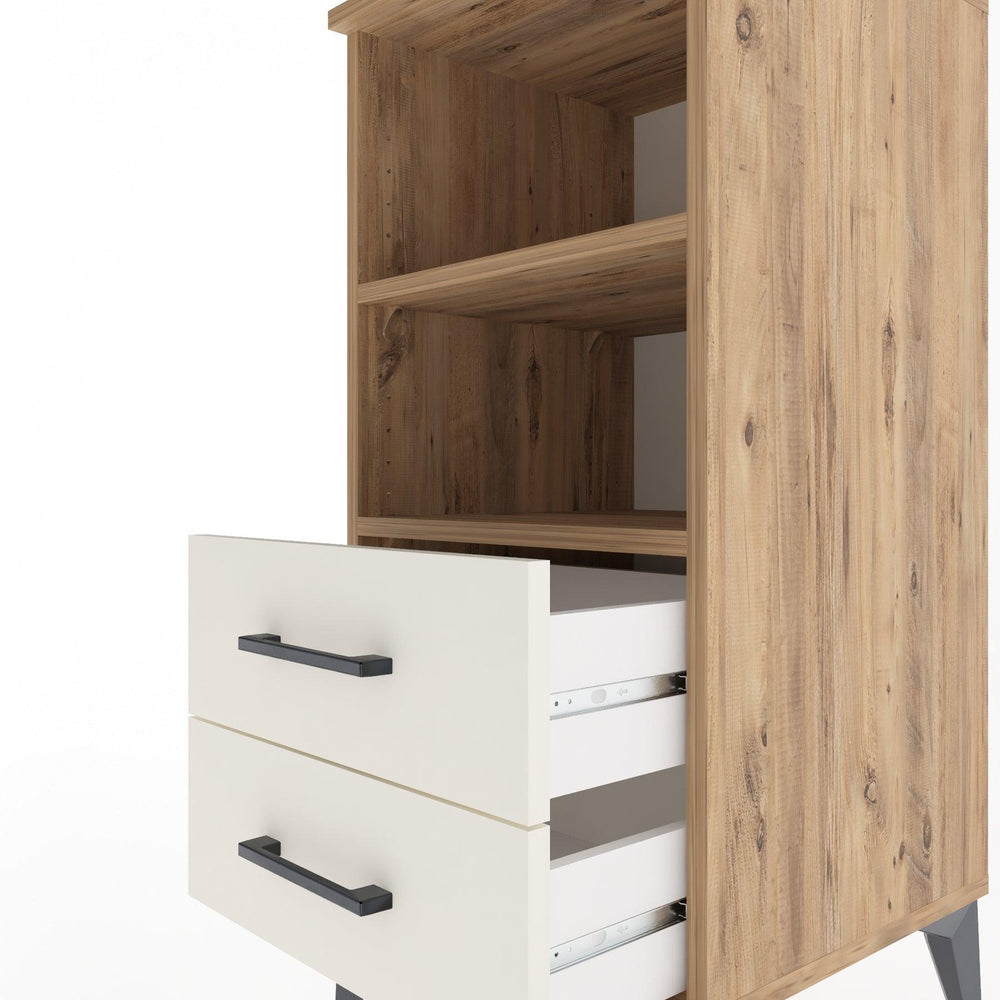 Woodntry Modular Nightstand Pine 44x44x84 cm with Drawers and Shelves CR20-3