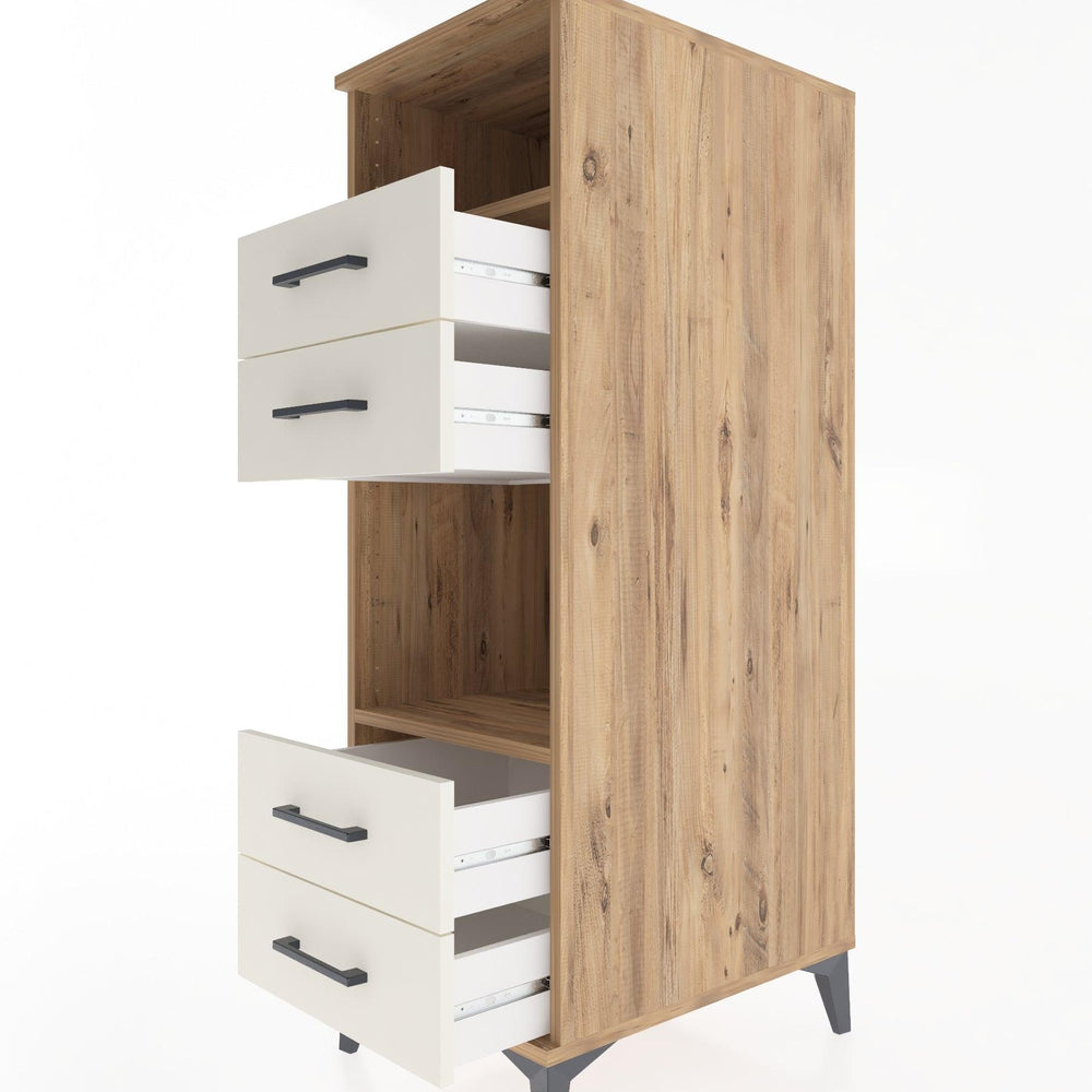 Woodntry Modüler Dolap Çam 44x59x122 cm Çekmeceli ve Raflı CR120-3