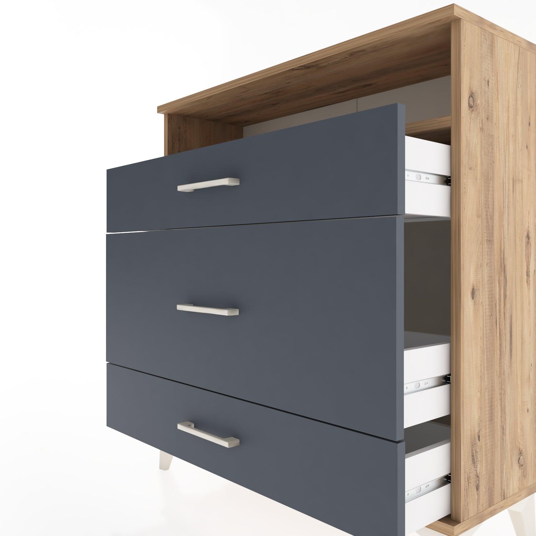 Woodntry Modular Dresser Pine 88x30x84 cm with Drawers and Shelves CR20-3
