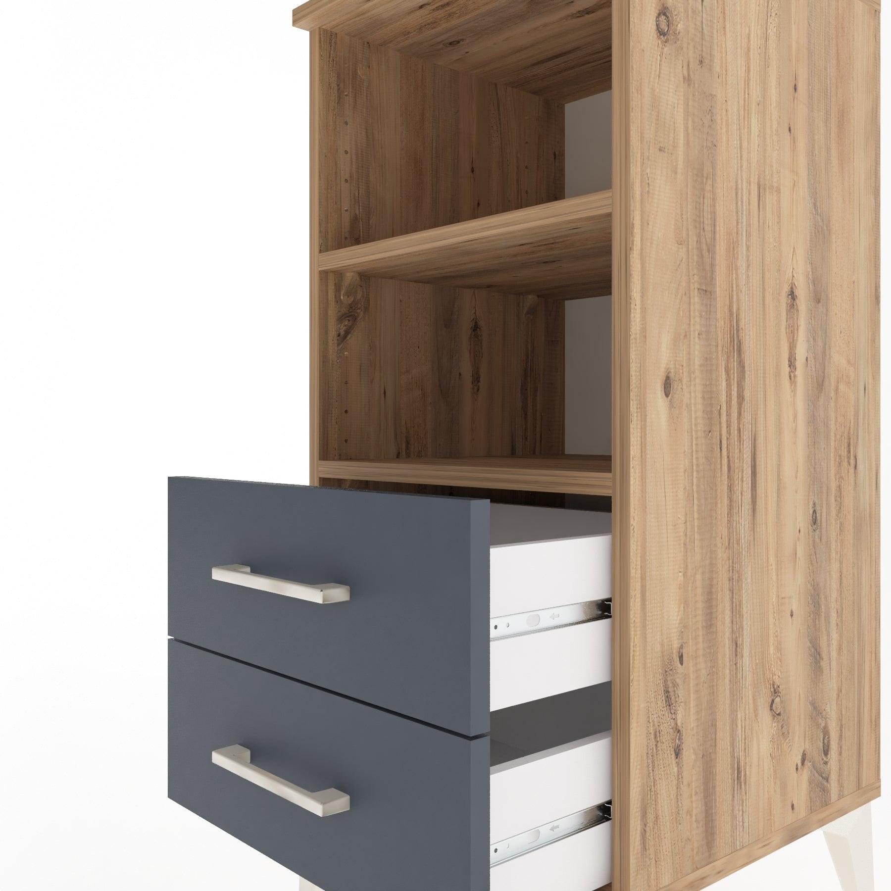 Woodntry Modular Nightstand Pine 44x44x84 cm with Drawers and Shelves CR20-3