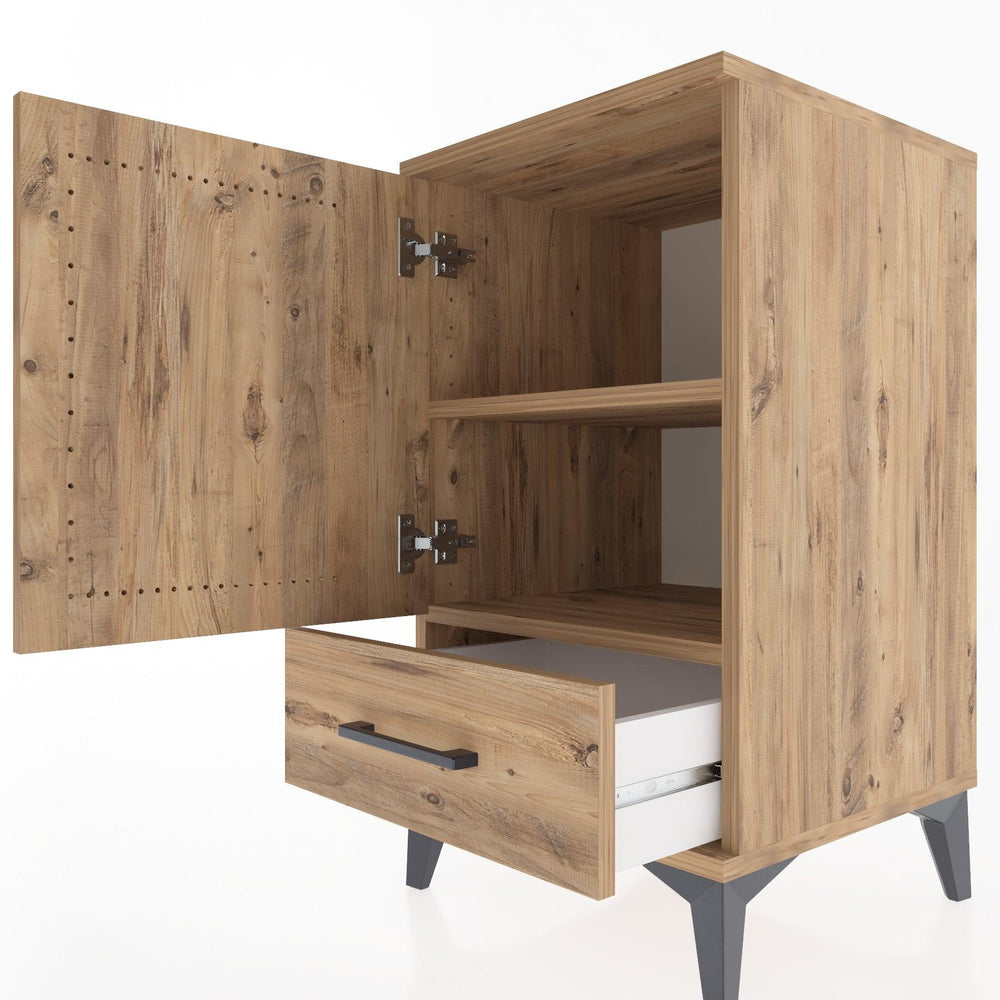 Woodntry Modular Nightstand Pine 44x44x68 cm with Cover and Drawer KC20-3