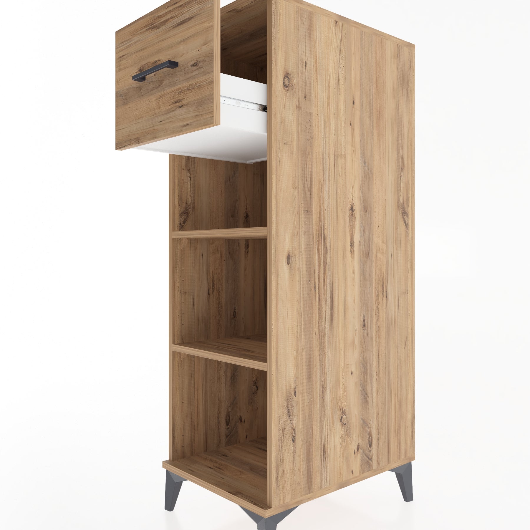 Woodntry Modüler Dolap Çam 44x59x122 cm Çekmeceli ve Raflı CR70-3