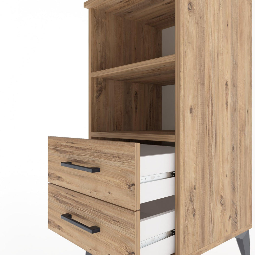 Woodntry Modular Nightstand Pine 44x44x84 cm with Drawers and Shelves CR20-3