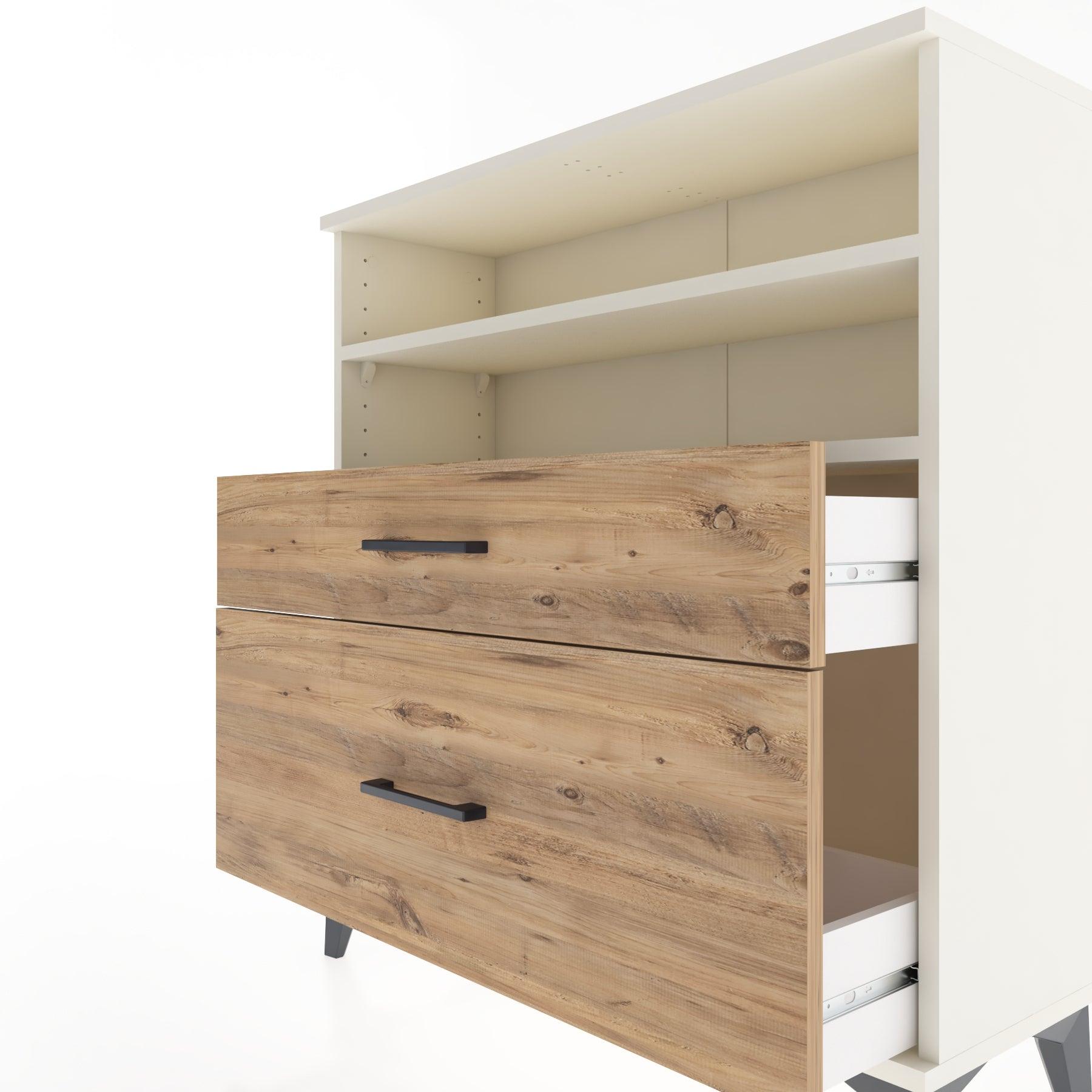 Woodntry Modular Dresser Moonstone 88x30x84 cm with Drawers and Shelves CR21-1