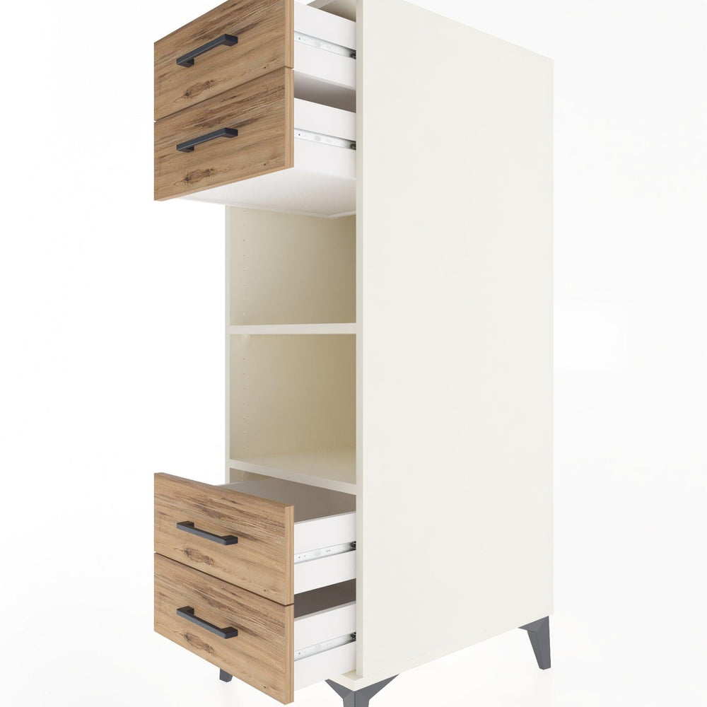 Woodntry Modüler Dolap Aytaşı 44x30x122 cm Çekmeceli ve Raflı CR121-1