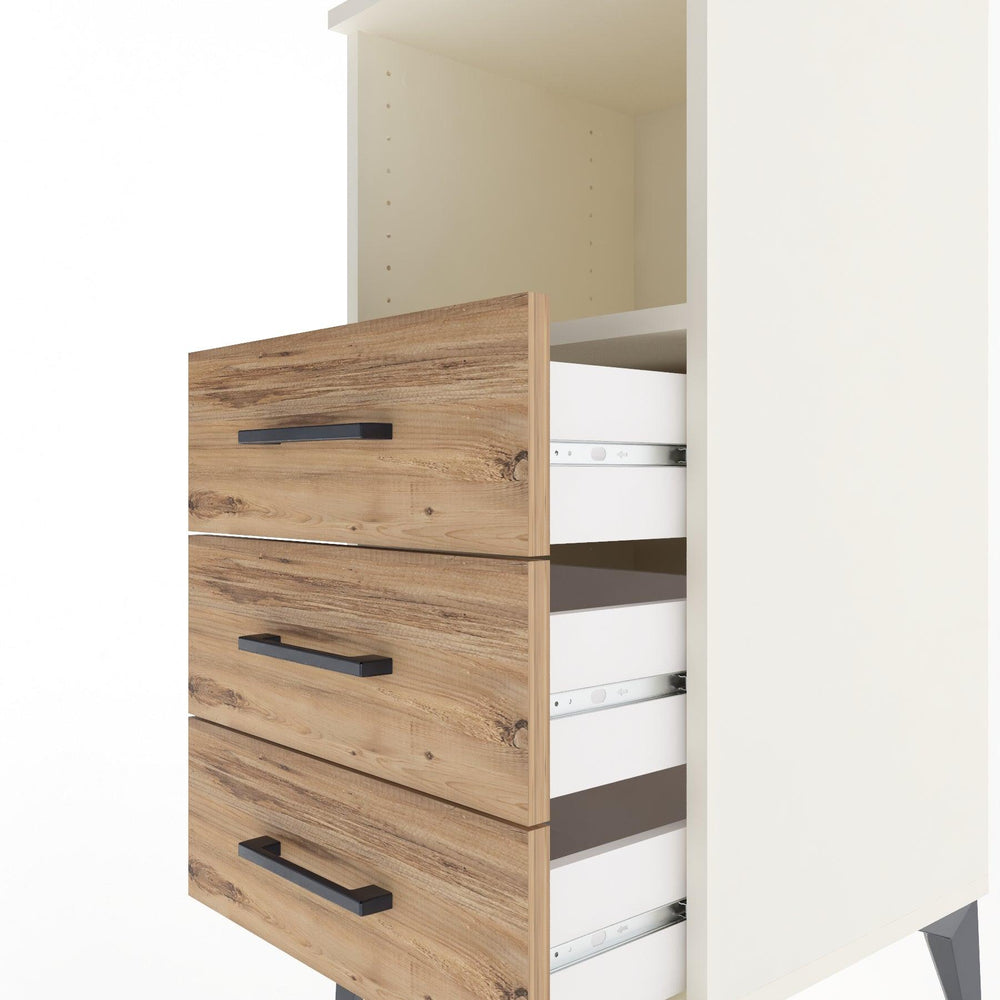 Woodntry Modular Nightstand Moonstone 44x44x84 cm with Drawer and Shelf CR21-1