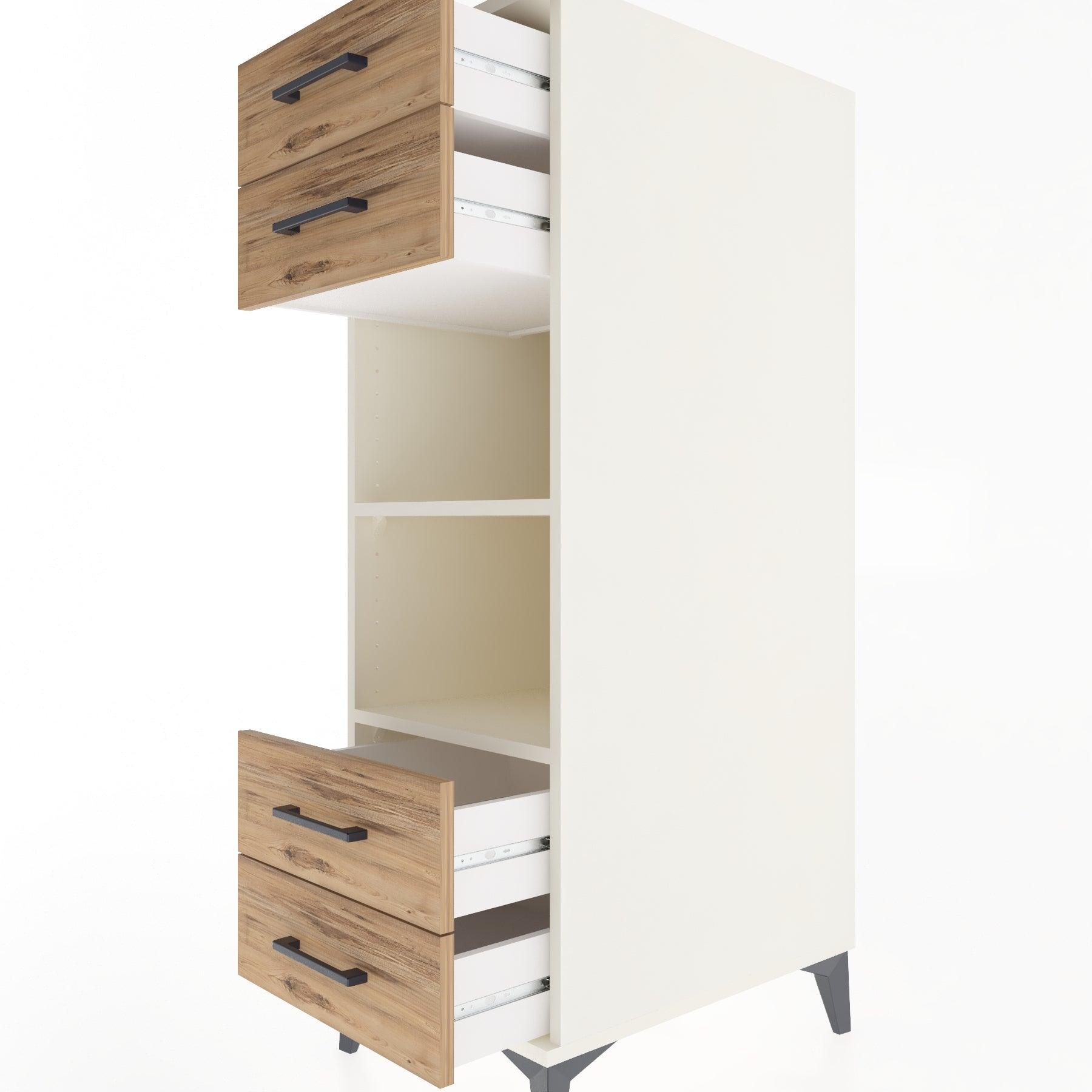 Woodntry Modular Cabinet Moonstone 44x59x122 cm with Drawers and Shelves CR121-1