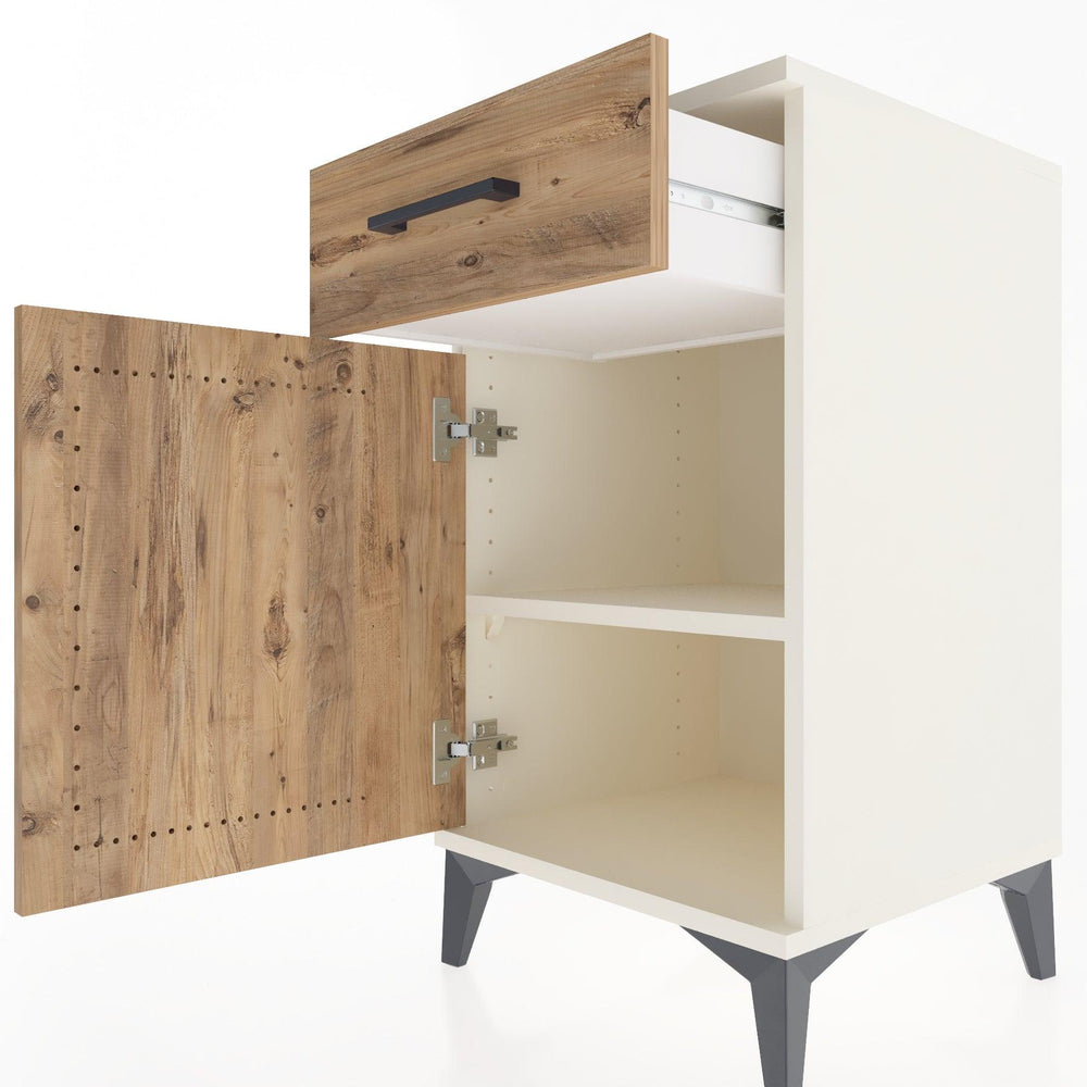 Woodntry Modular Nightstand Moonstone 44x44x68 cm with Cover and Drawer KC21-1