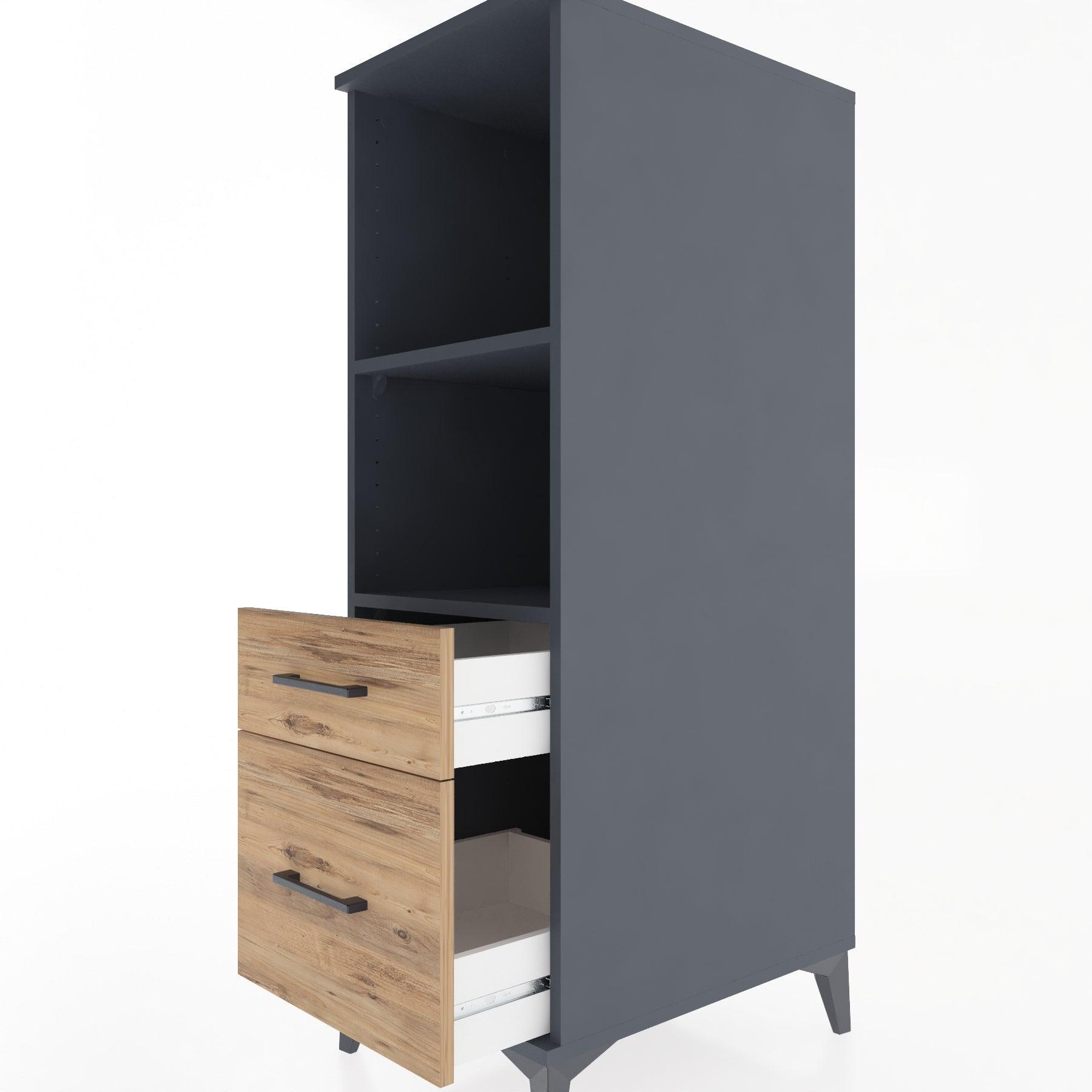 Woodntry Modular Cabinet Anthracite 44x30x122 cm with Drawers and Shelves CR71-2