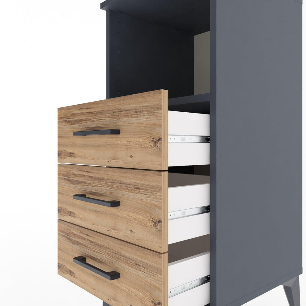 Woodntry Modular Nightstand Anthracite 44x44x84 cm with Drawers and Shelves CR21-2