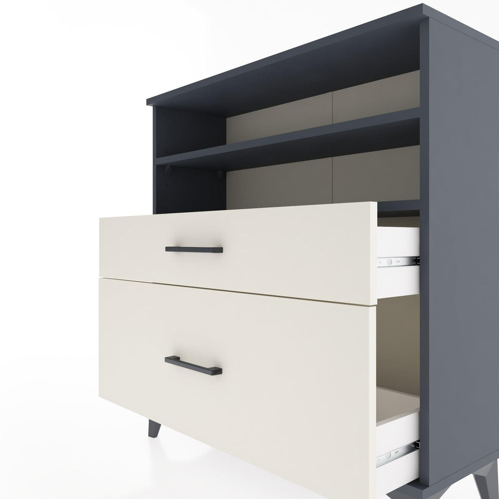 Woodntry Modüler Şifonyer Antrasit 88x30x84 cm Çekmeceli ve Raflı CR21-2