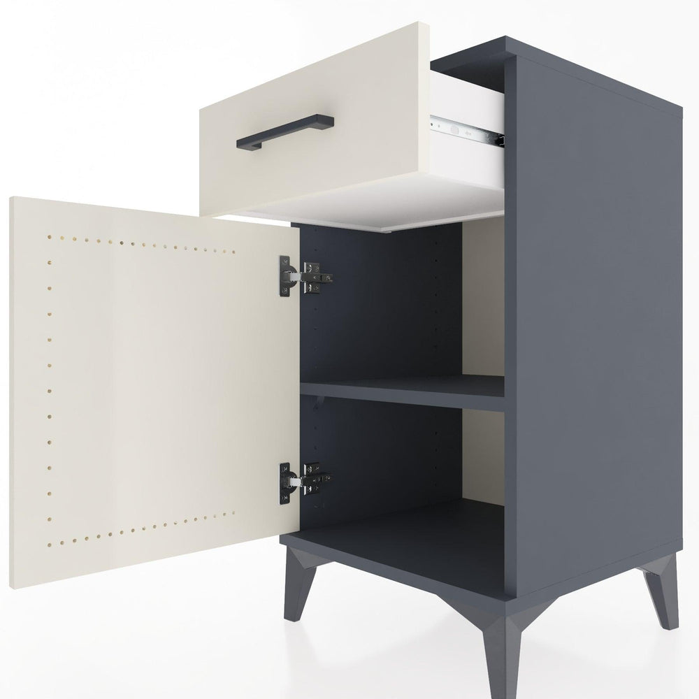 Woodntry Modular Nightstand Anthracite 44x44x68 cm with Cover and Drawer KC21-2