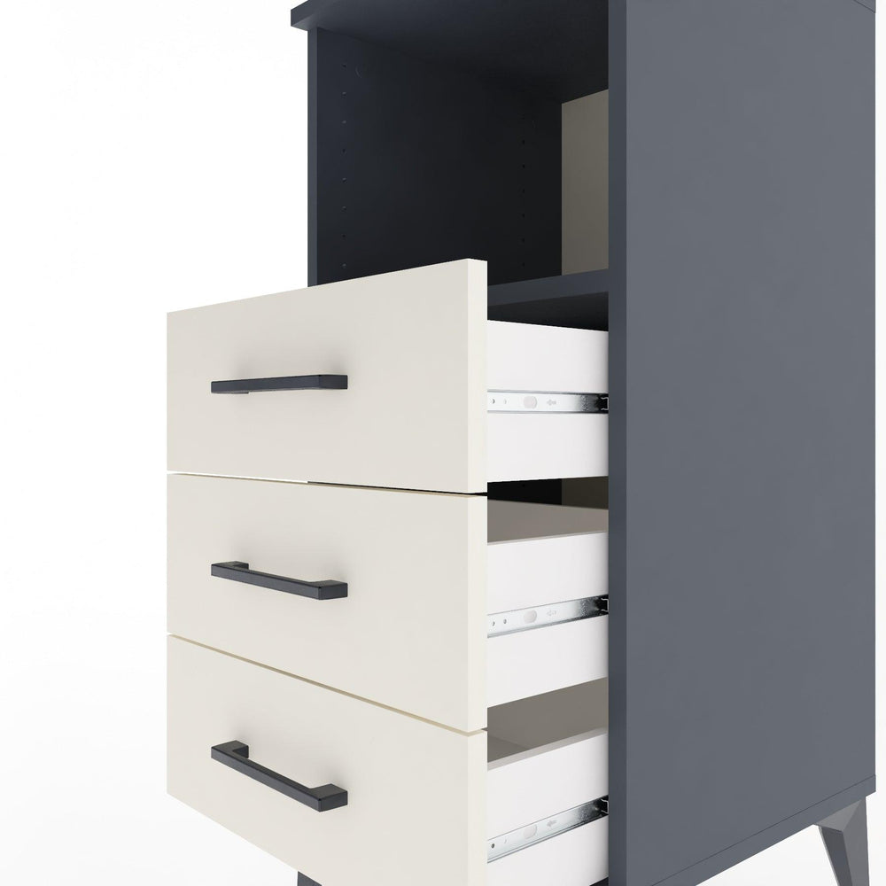 Woodntry Modular Nightstand Anthracite 44x44x84 cm with Drawers and Shelves CR21-2