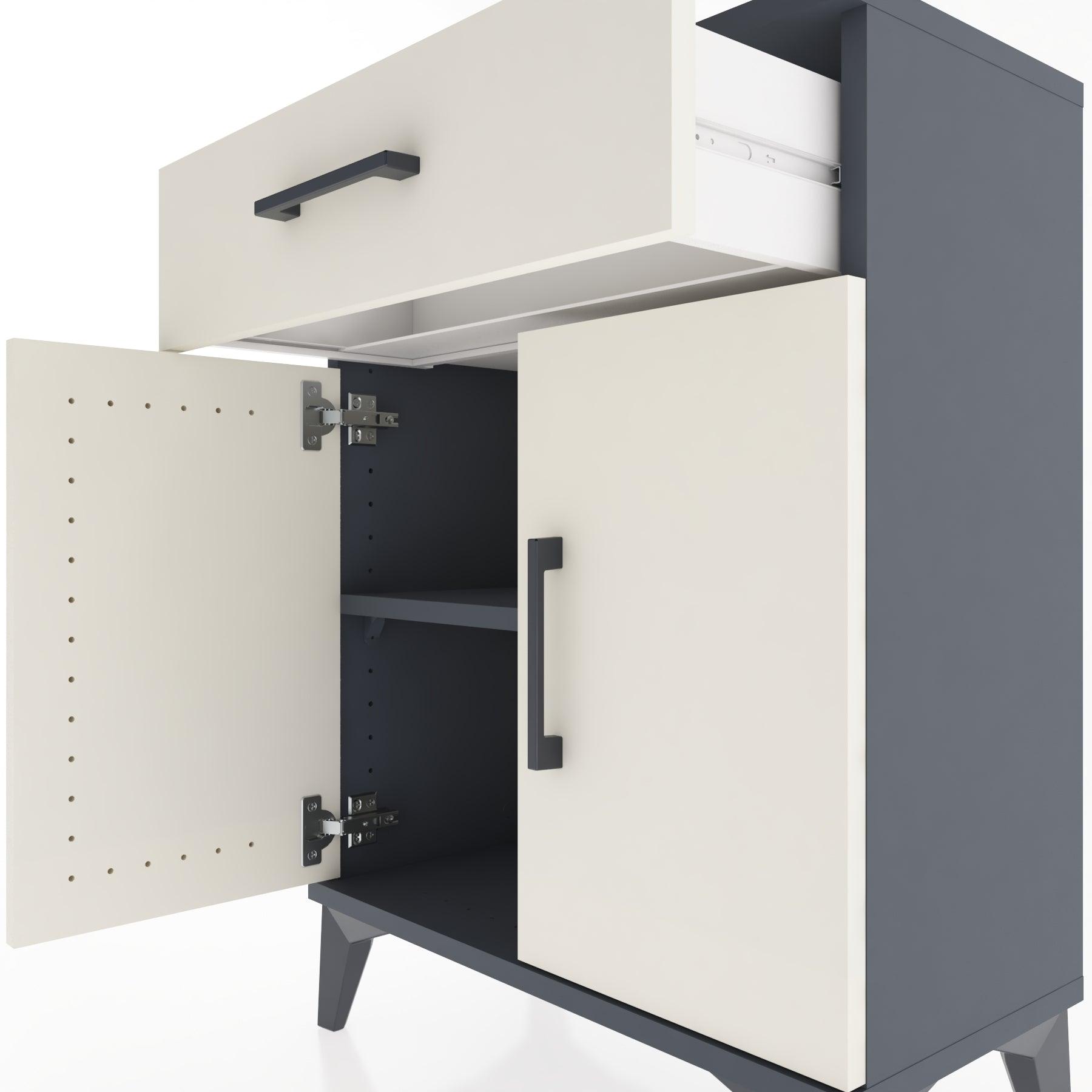 Woodntry Modular Nightstand Anthracite 60x30x68 cm with Cover and Drawer KC21-2