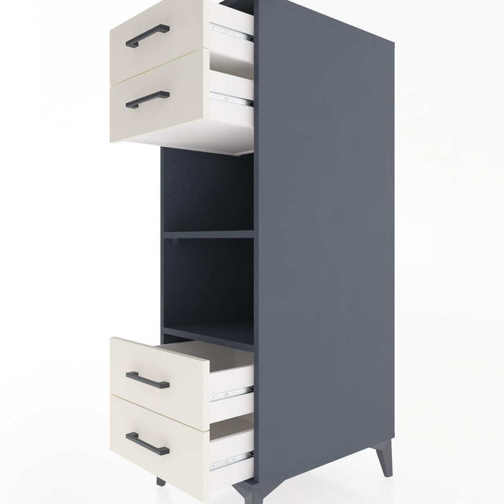 Woodntry Modular Cabinet Anthracite 44x59x122 cm with Drawers and Shelves CR121-2