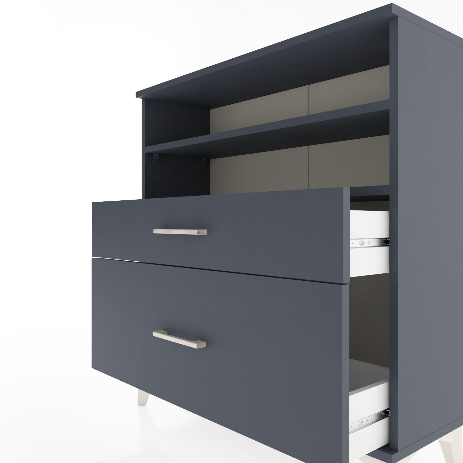 Woodntry Modular Dresser Anthracite 88x30x84 cm with Drawers and Shelves CR21-2