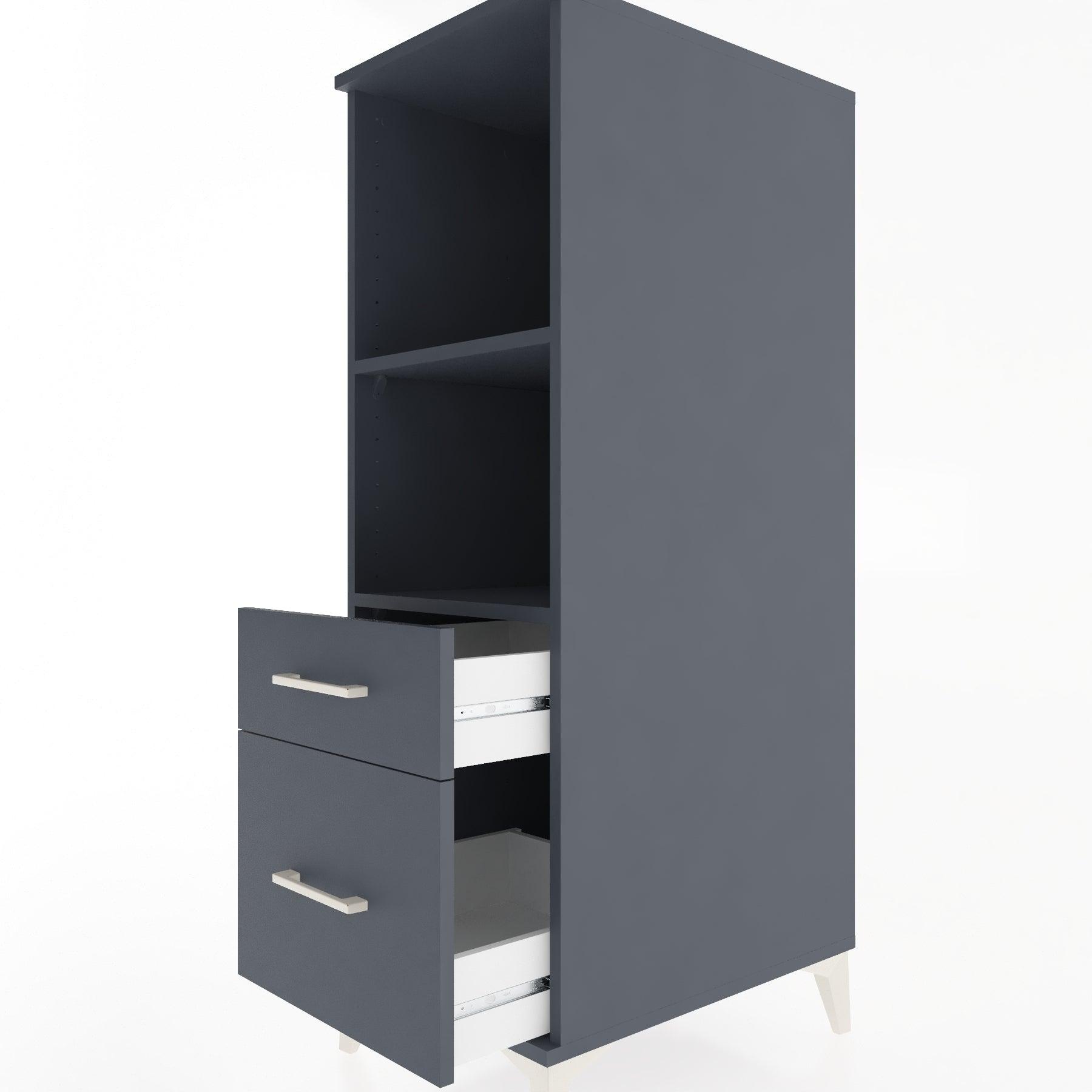 Woodntry Modular Cabinet Anthracite 44x30x122 cm with Drawers and Shelves CR71-2