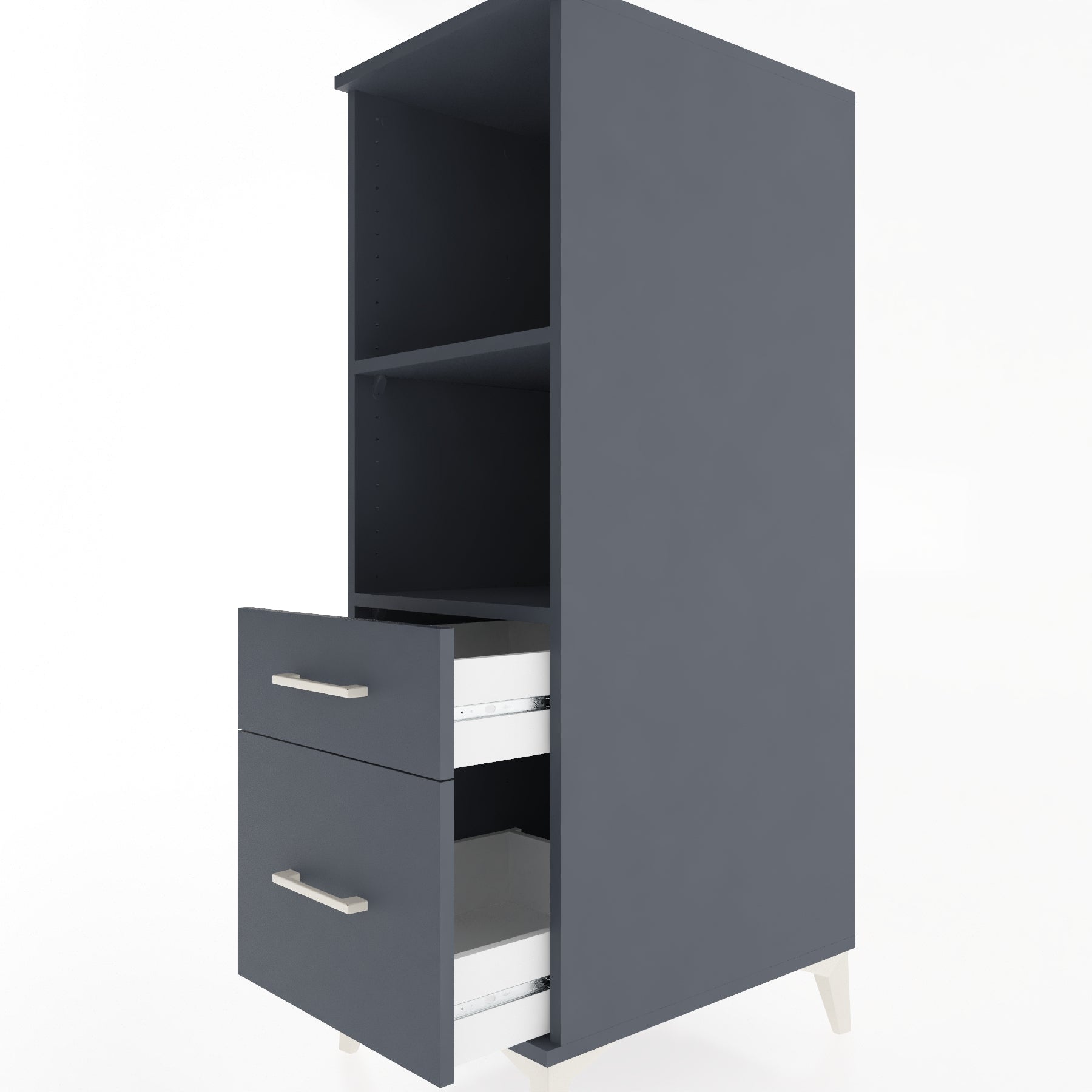 Woodntry Modüler Dolap Antrasit 44x59x122 cm Çekmeceli ve Raflı CR71-2