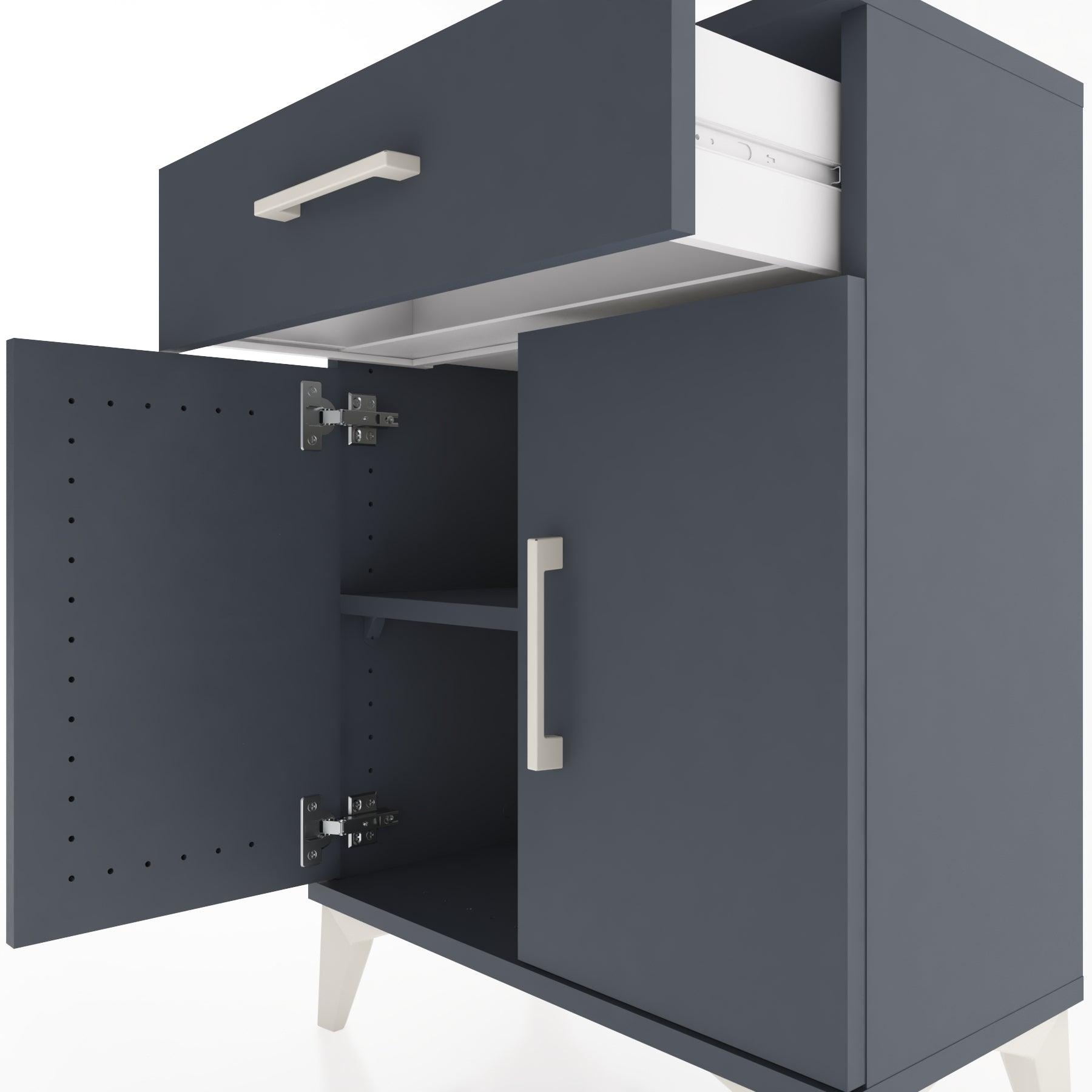 Woodntry Modular Nightstand Anthracite 60x30x68 cm with Cover and Drawer KC21-2
