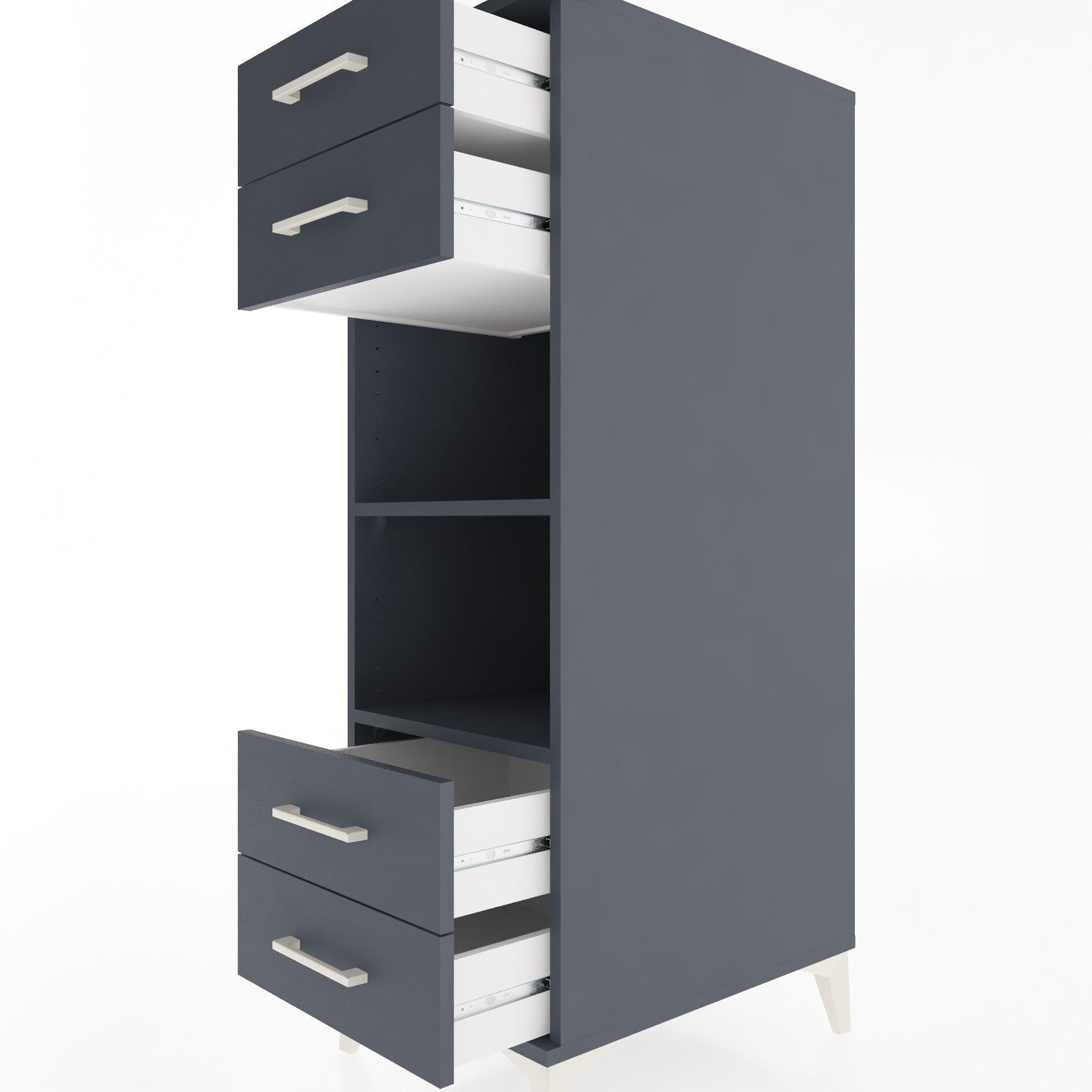 Woodntry Modular Cabinet Anthracite 44x30x122 cm with Drawers and Shelves CR121-2