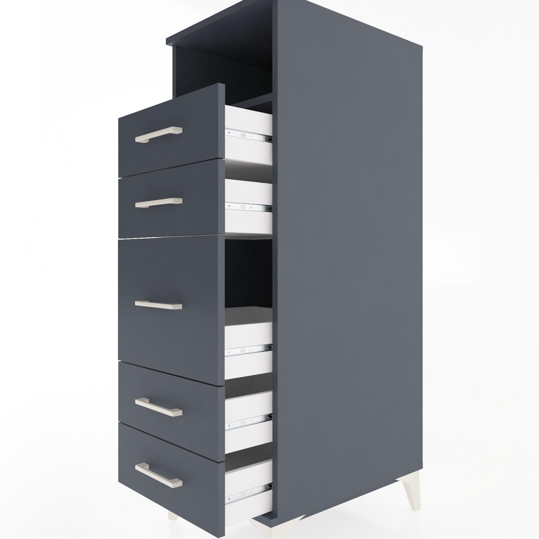 Woodntry Modular Cabinet Anthracite 44x30x122 cm with Drawers and Shelves CR21-2
