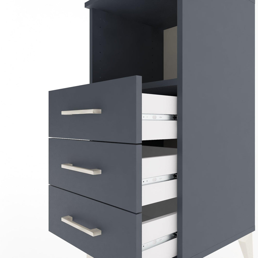 Woodntry Modular Nightstand Anthracite 44x44x84 cm with Drawers and Shelves CR21-2