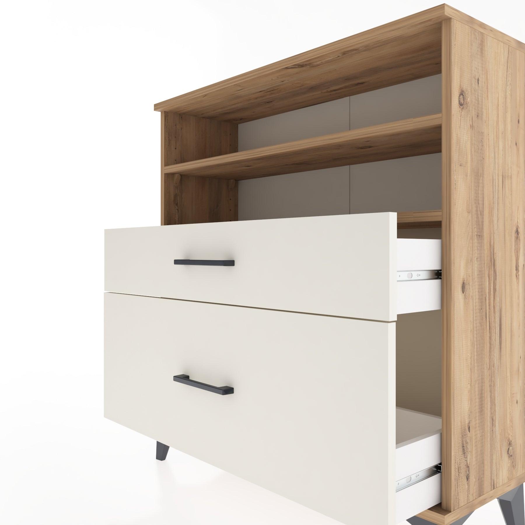 Woodntry Modular Dresser Pine 88x30x84 cm with Drawers and Shelves CR21-3