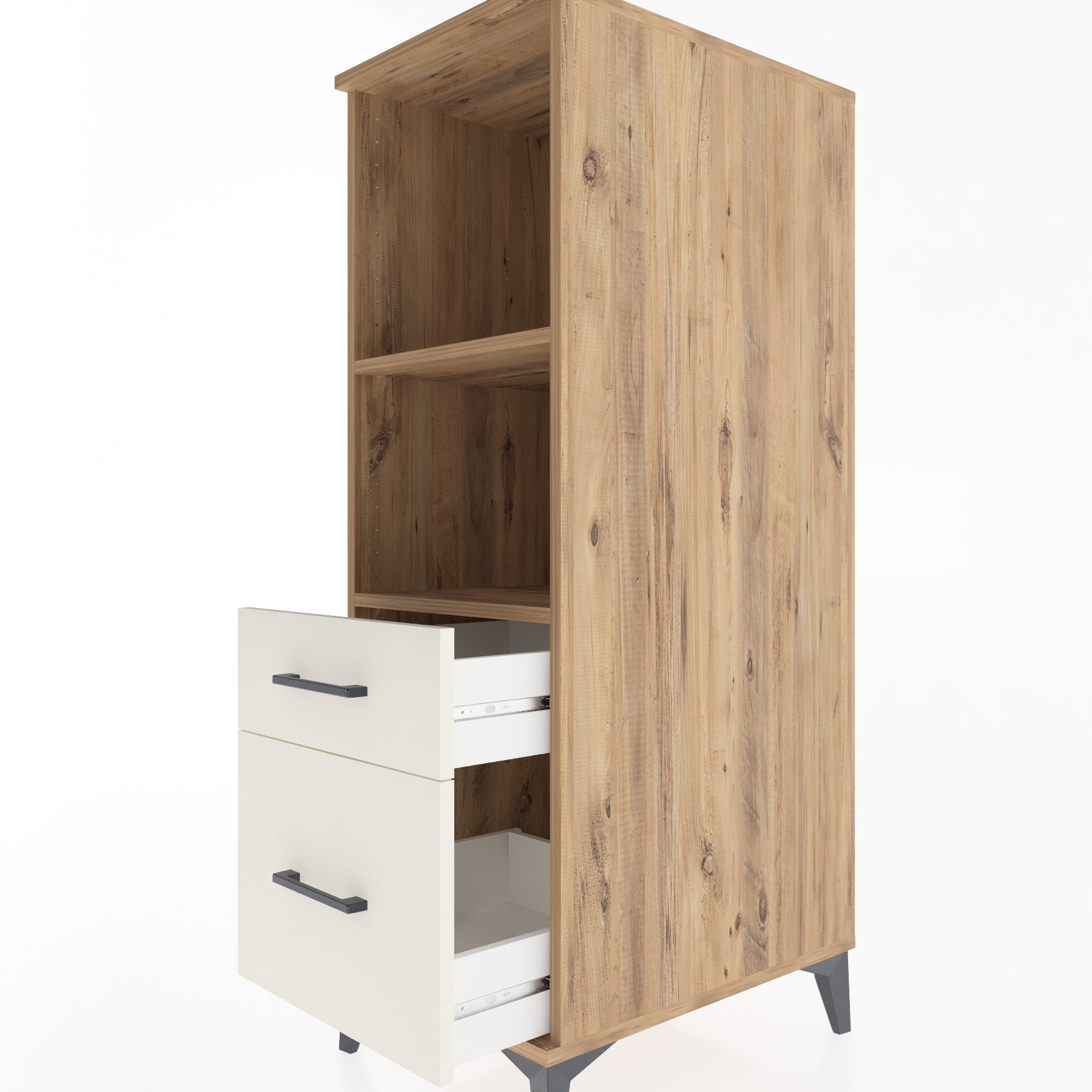Woodntry Modüler Dolap Çam 44x59x122 cm Çekmeceli ve Raflı CR71-3