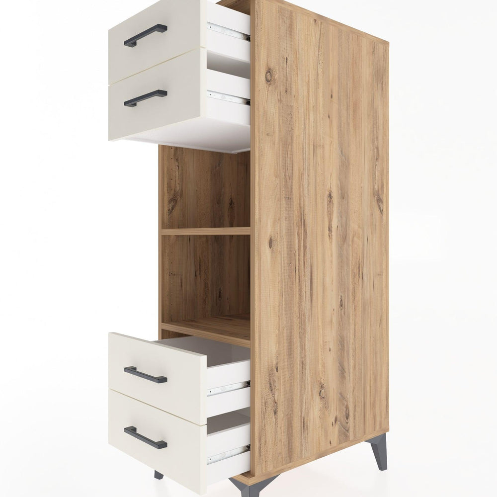 Woodntry Modüler Dolap Çam 44x59x122 cm Çekmeceli ve Raflı CR121-3